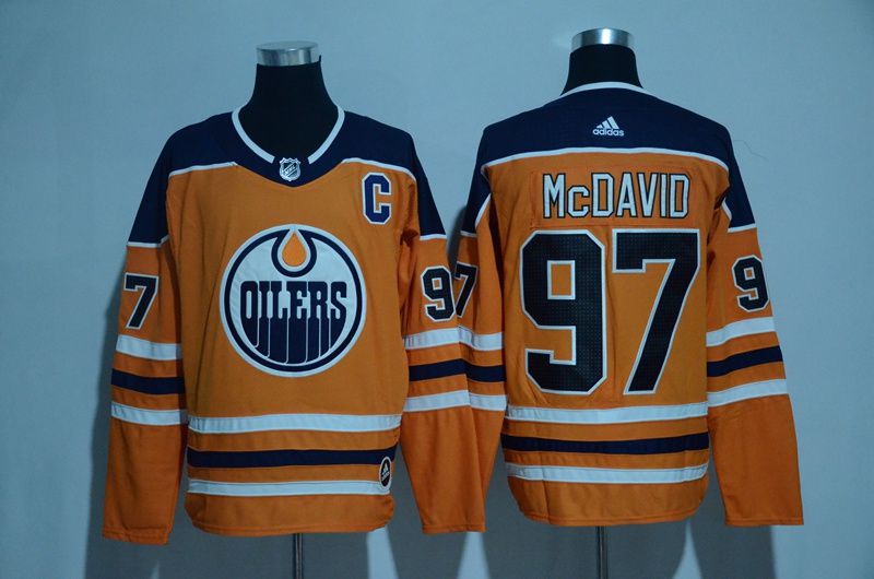 Men 2017 NHL Edmonton Oilers #97 McDavid orange Adidas jersey